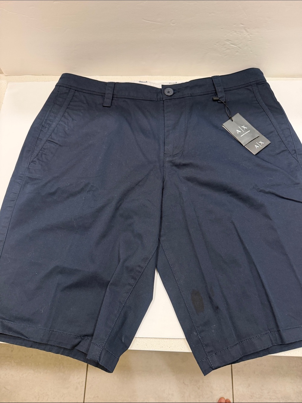 A/X Armani Exchange Men's Dark Navy Flat Front Shorts